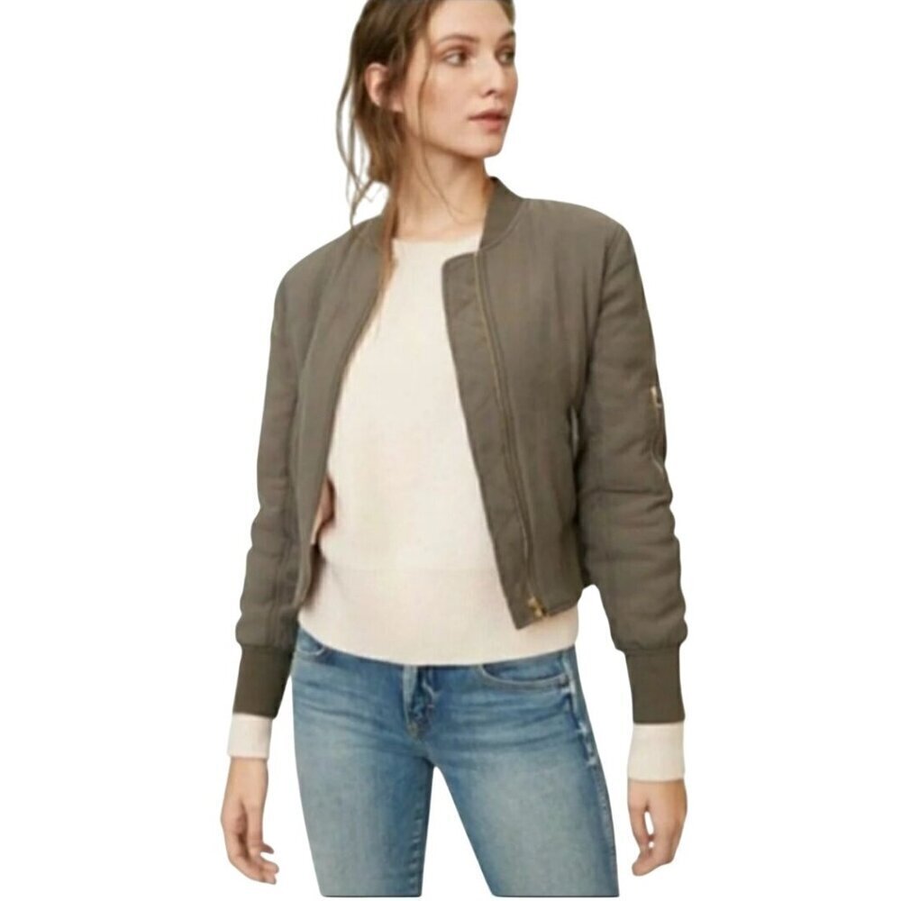 Club Monaco Lindawanna Bomber Jacket Olive Green Size M